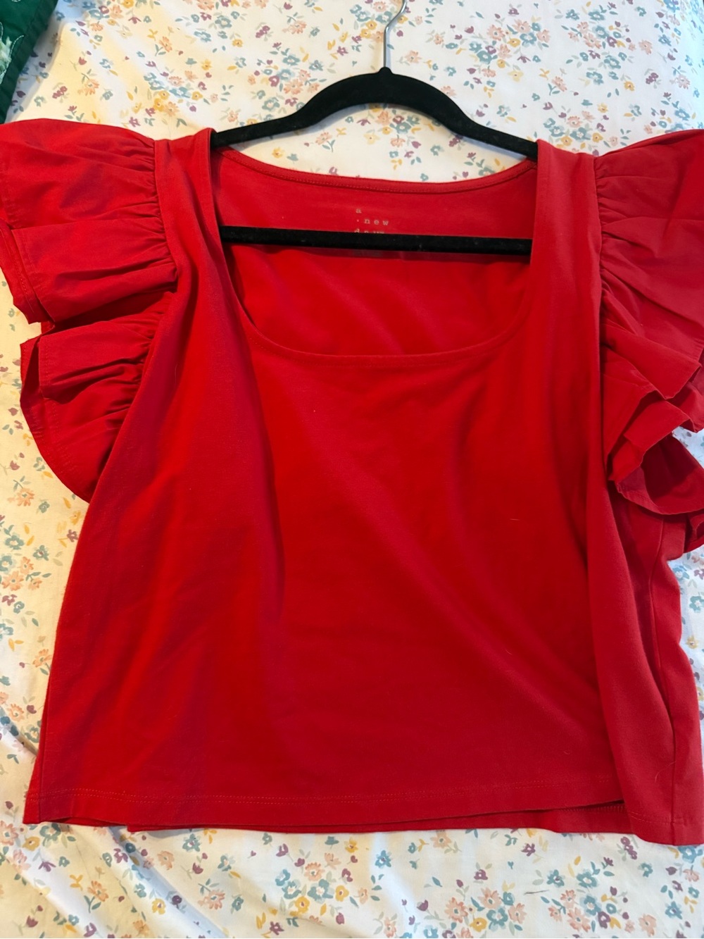 a new day Red Ruffle Sleeve Short-Sleeve Tee